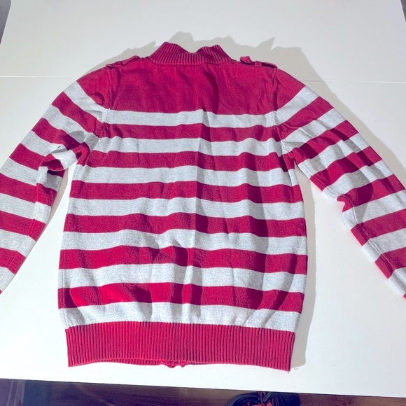 GUESS Juniors Girls Sweater Full Zip Pockets Red Gray Size L (14-16) Cotton - Picture 2 of 8